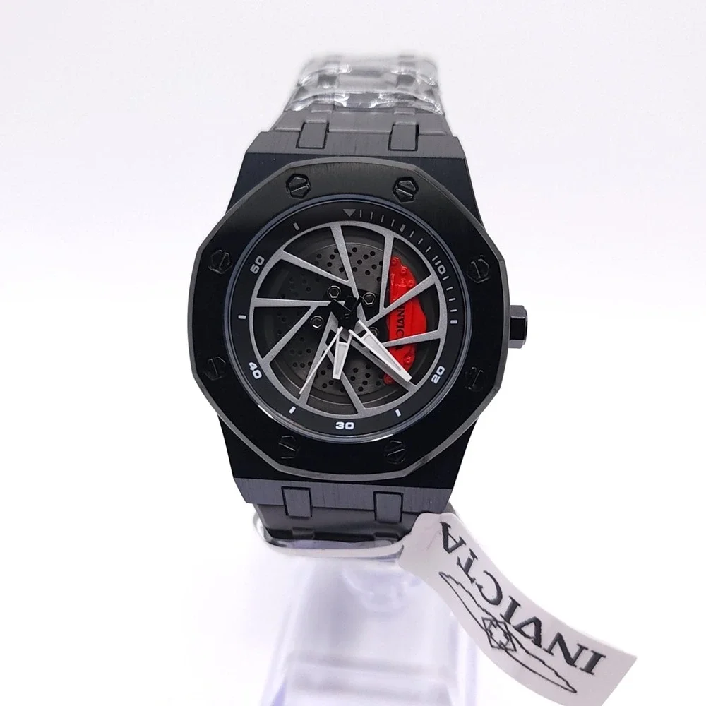 Invicta Speedway Rim 70036 Black Racing Wheel Watch New Box